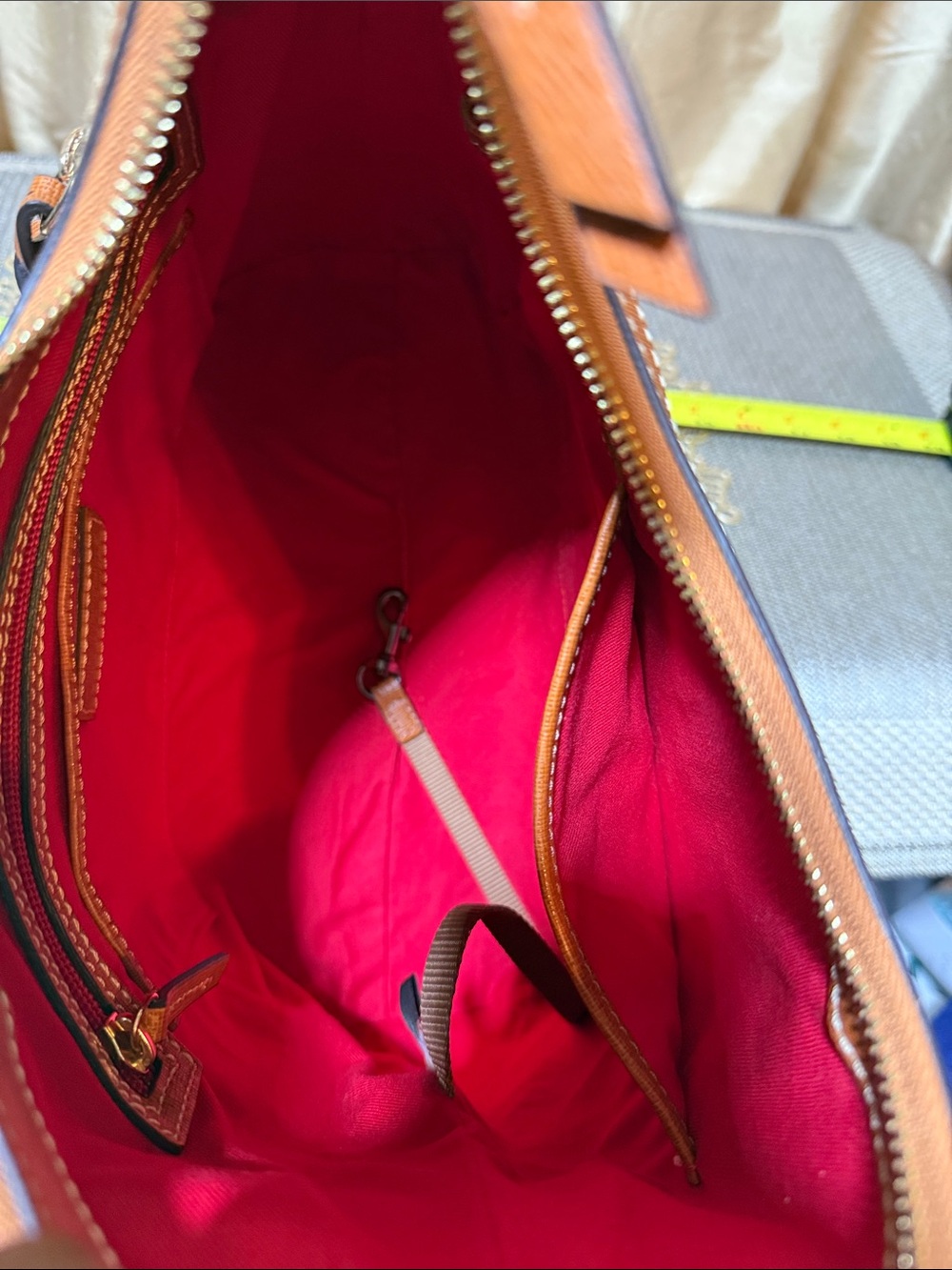Dooney & Bourke Saffiano Leather Hobo Shoulder Bag - Cognac / Caramel (EUC) - Picture 10 of 14